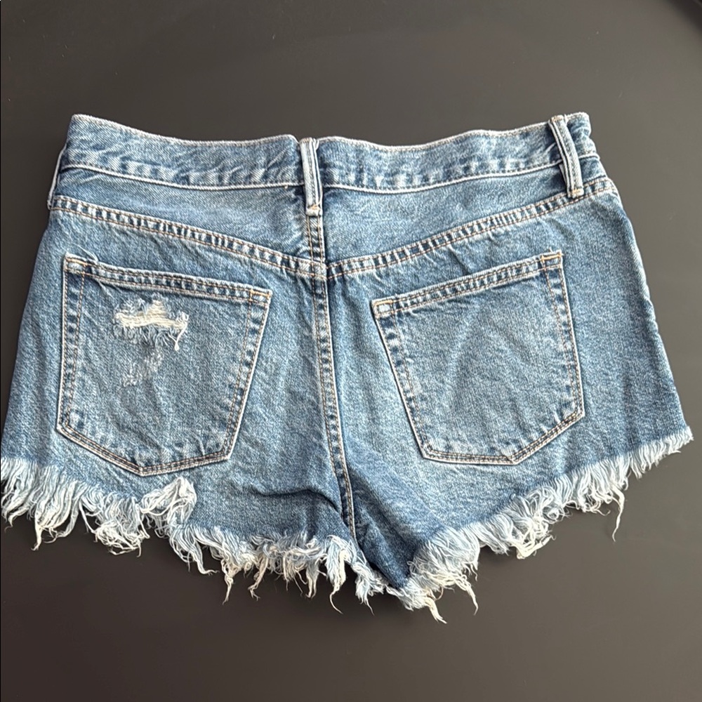We The Free Blue Distressed Jean Shorts - Picture 3 of 7